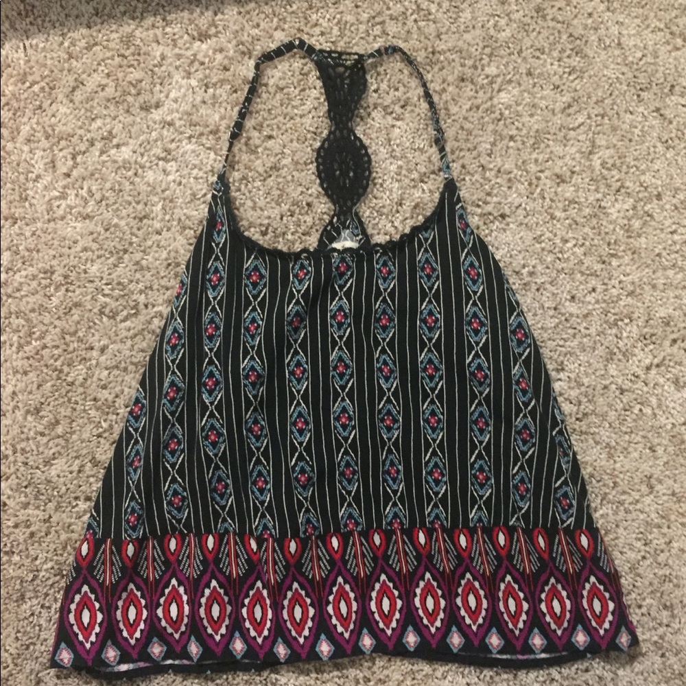 patterned tank with crochet detailing (size: s)